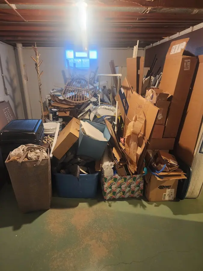 Roll-off dumpster container at job site for 6 Yard Dumpster Rental in Bedford Heights